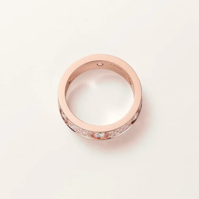 Love-Ring, klassisches Modell, pavé-besetzt, 6 Diamanten