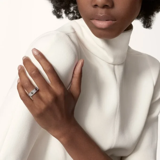 Love Ring, mit Diamanten besetzt, Keramik – Weißgold, Keramik, Diamanten – Cartier