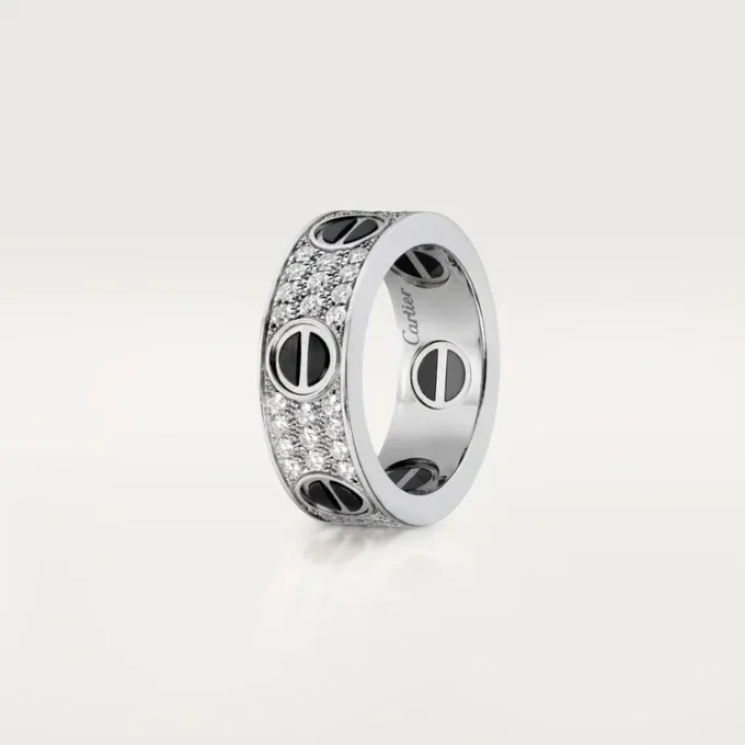 Love Ring, mit Diamanten besetzt, Keramik – Weißgold, Keramik, Diamanten – Cartier