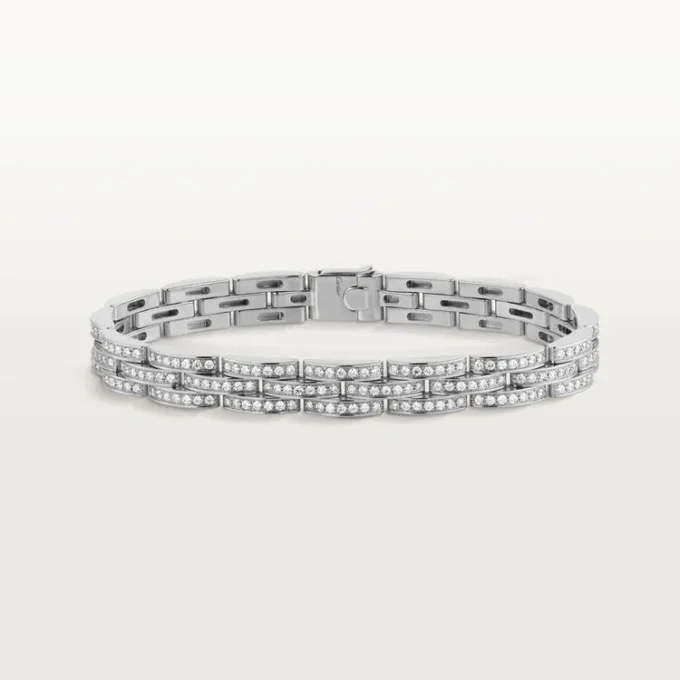 Maillon Panthere Armband, dreireihig, pavé-besetzt