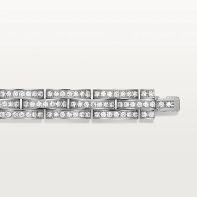 Maillon Panthere Armband, dreireihig, pavé-besetzt
