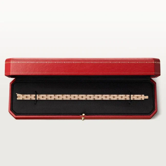 Maillon Panthere Armband, dreireihig, pavé-besetzt