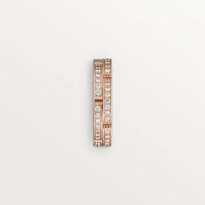 Maillon Panthere Dünner Ehering, 2 Reihen mit halbem Diamantpavé – Roségold, Diamanten – Cartier