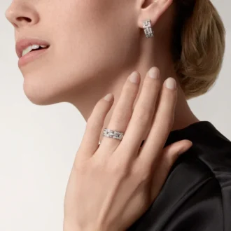Maillon Panthere Ohrringe, 3 Reihen mit Diamantpavé – Weißgold, Diamanten – Cartier