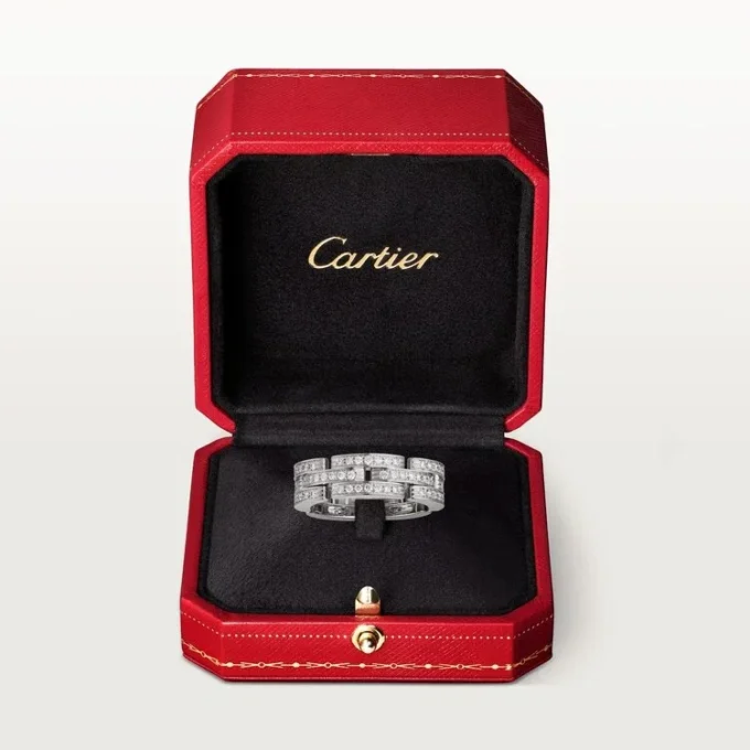 Maillon Panthere Ring, dreireihig, pavé