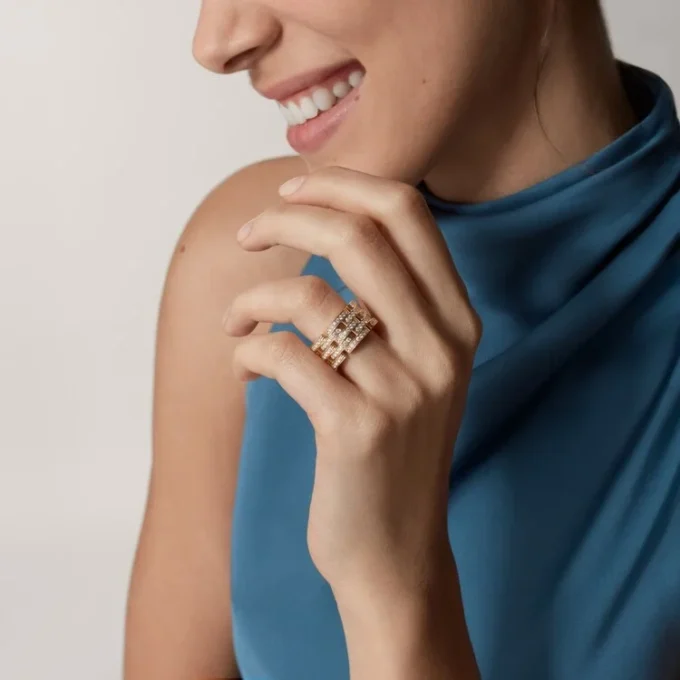 Maillon Panthere Ring, fünfreihig, pavé-besetzt
