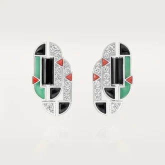 Ohrringe „Geometrie & Contrastes“, Chrysopras, Pavé