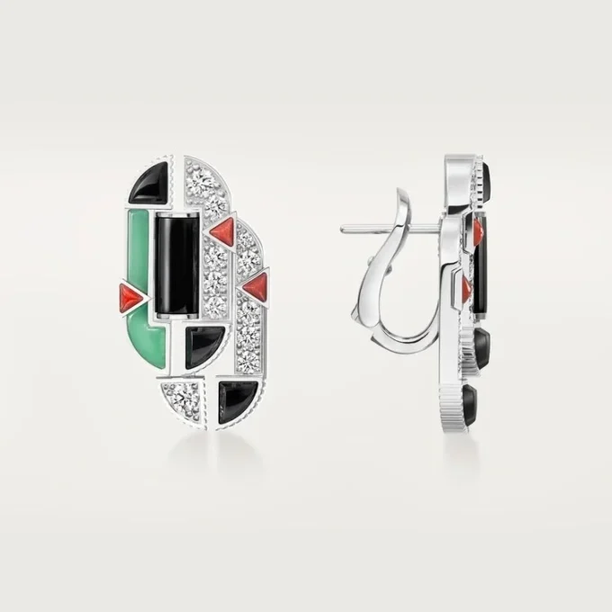 Ohrringe „Geometrie & Contrastes“, Chrysopras, Pavé