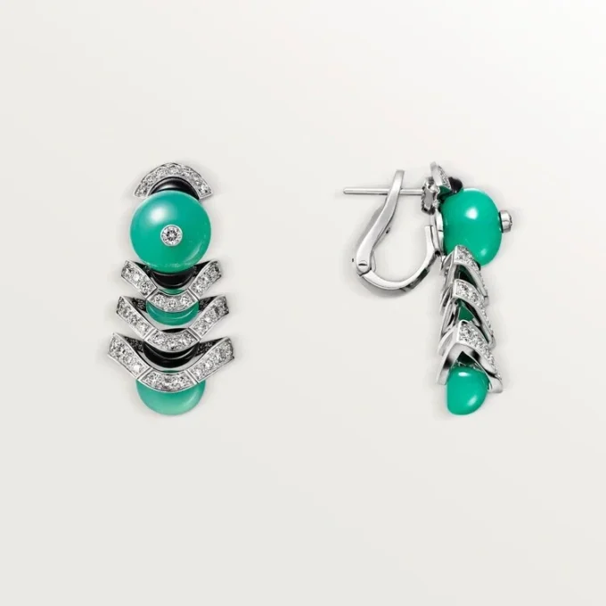 Ohrringe „Geometrie & Contrastes“, Chrysopras, Pavé
