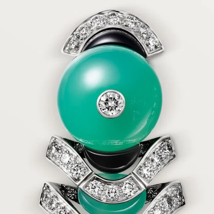 Ohrringe „Geometrie & Contrastes“, Chrysopras, Pavé