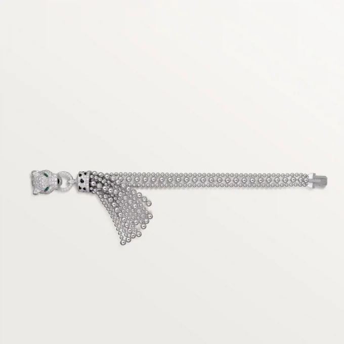 Panthere De Cartier Armband, an Kette, halb gepavé
