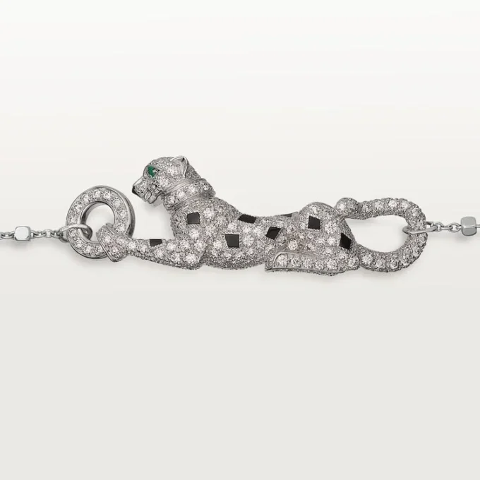 Panthere De Cartier Armband, an Kette, halb gepavé