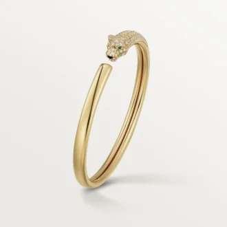 Panthere de Cartier Armband, kleines Modell, halb mit Diamanten besetzt