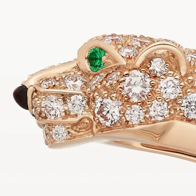 Panthere de Cartier Armband, kleines Modell, halb mit Diamanten besetzt