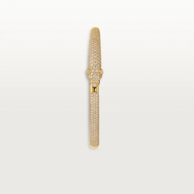 Panthere de Cartier Armband, kleines Modell, halb mit Diamanten besetzt
