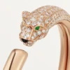 Panthere de Cartier Armband, kleines Modell, halb mit Diamanten besetzt