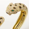 Panthere De Cartier Armband, mittleres Modell, halb pavé-besetzt