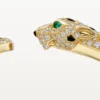Panthere De Cartier Armband, mittleres Modell, halb pavé-besetzt