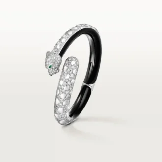 Panthere De Cartier Armband, schwarzer Lack, pavé-besetzt