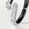 Panthere De Cartier Armband, schwarzer Lack, pavé-besetzt