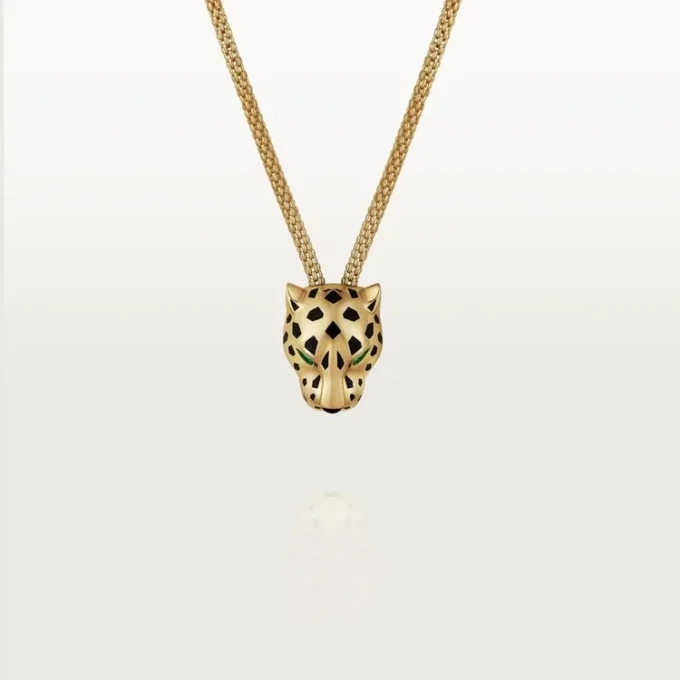 Panthere De Cartier Halskette – Gelbgold, Lack, Diamanten, Tsavorit-Granat, Onyx – Cartier