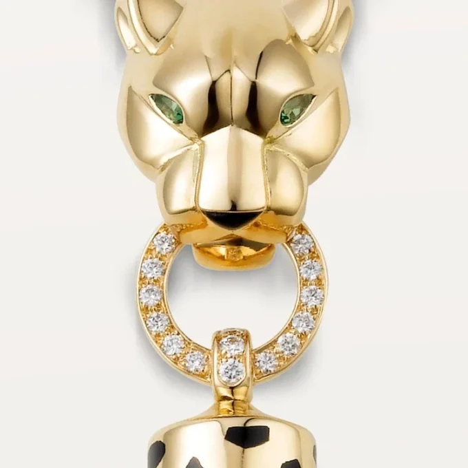 Panthere De Cartier Halskette – Gelbgold, schwarzer Lack, Tsavorit-Granate, Onyx, Diamanten – Cartier