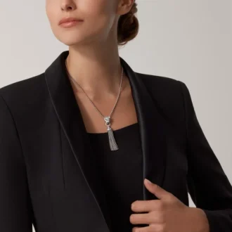 Panthere De Cartier Halskette – Weißgold, schwarzer Lack, Smaragde, Onyx, Diamanten – Cartier