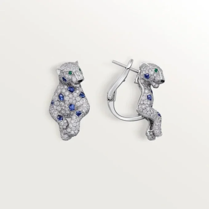 Panthere de Cartier Ohrringe, Saphire, Pavé