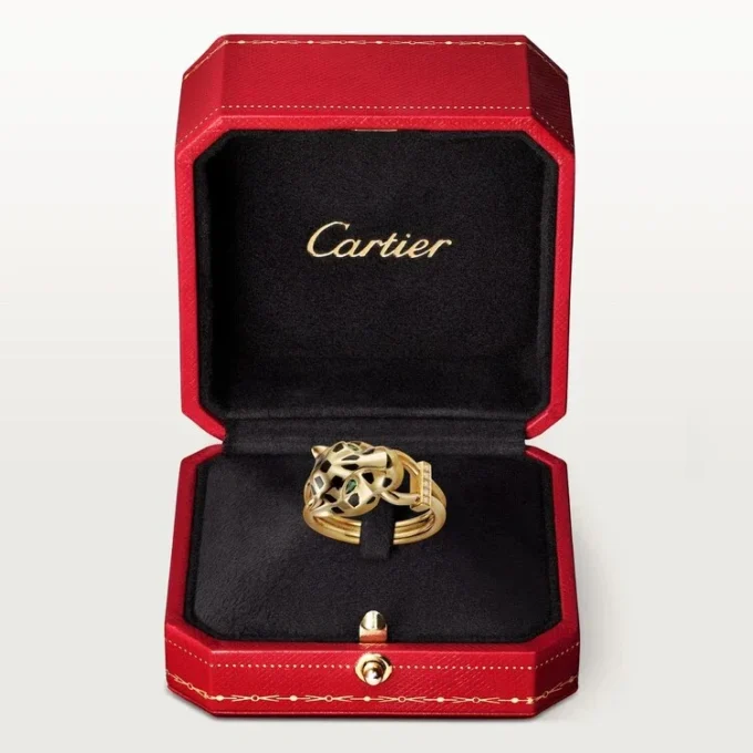 Panthere De Cartier Ring – Gelbgold, Lack, Diamanten, Tsavorit-Granat – Cartier