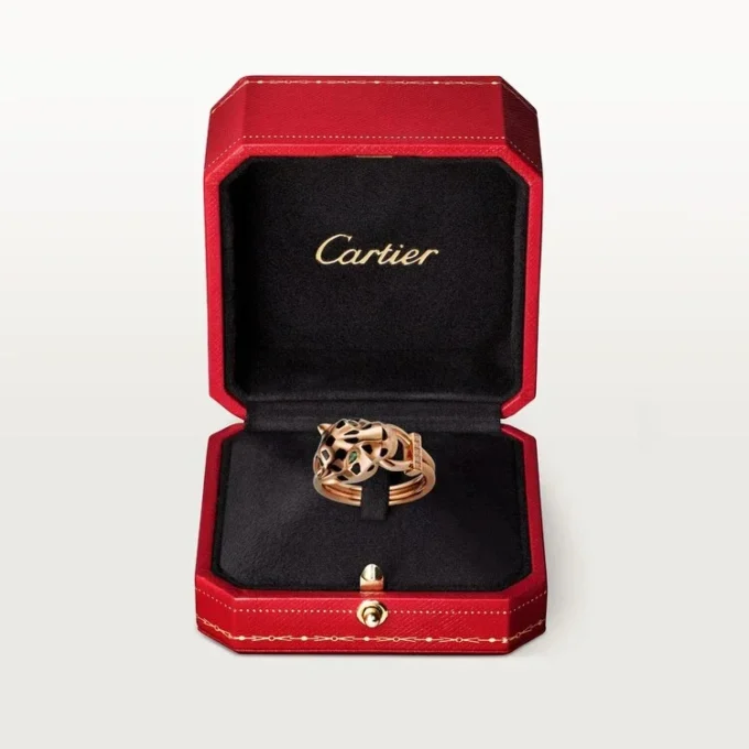 Panthere De Cartier Ring – Roségold, Tsavorit-Granate, Onyx, schwarzer Lack, Diamanten – Cartier