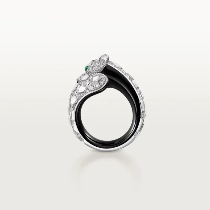 Panthere De Cartier Ring, schwarzer Lack, pavé-besetzt