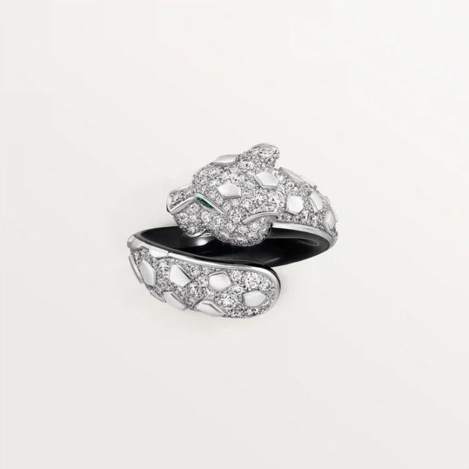 Panthere De Cartier Ring, schwarzer Lack, pavé-besetzt