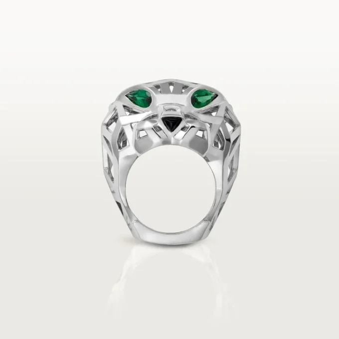 Panthere De Cartier Ring – Weißgold ohne Rhodinierung, Tsavorit-Granate, Onyx – Cartier