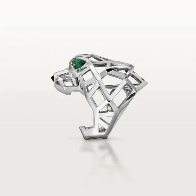 Panthere De Cartier Ring – Weißgold ohne Rhodinierung, Tsavorit-Granate, Onyx – Cartier