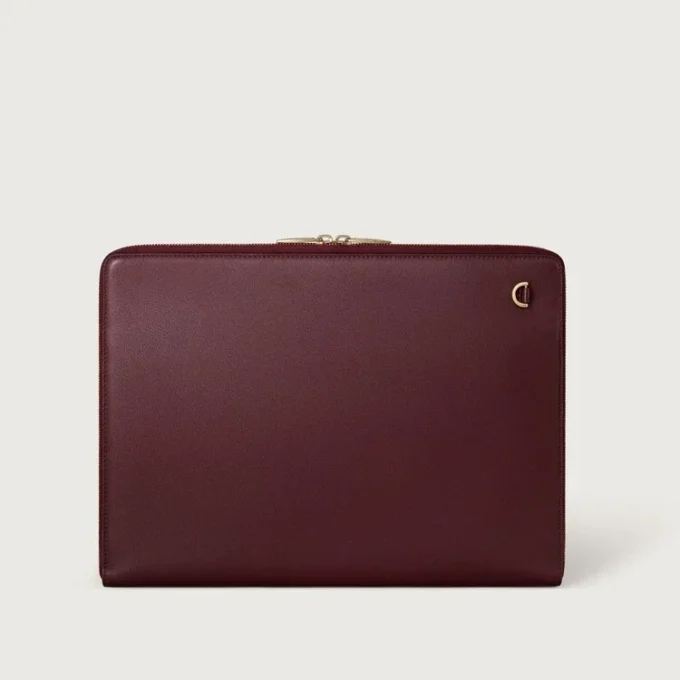 Portfolio, Must de Cartier – Burgunderfarbenes Kalbsleder, goldene Oberfläche – Cartier