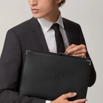 Portfolio, Must de Cartier – Schwarzes Kalbsleder, Palladium-Finish – Cartier
