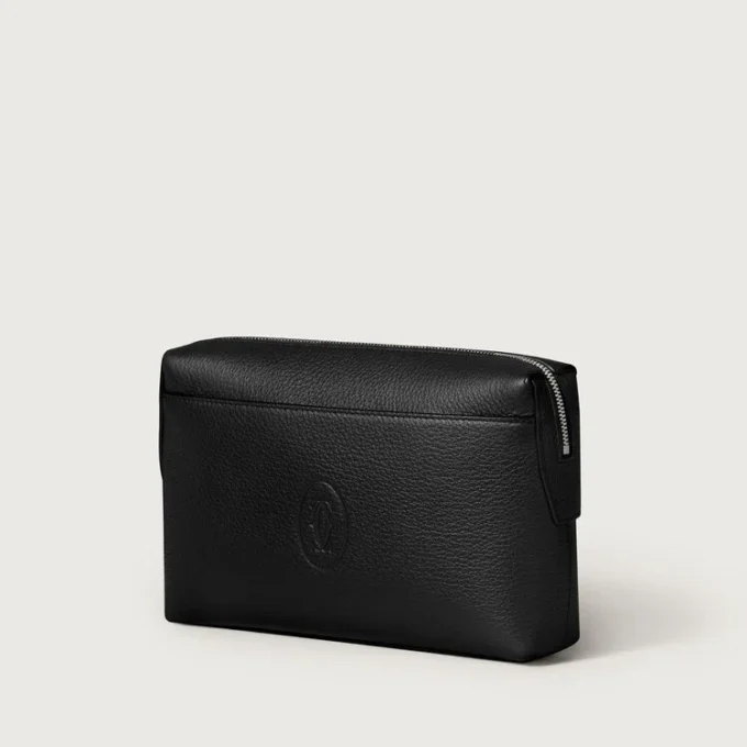 Quadratische Tasche, Must de Cartier – Schwarzes Kalbsleder, Palladium-Finish – Cartier