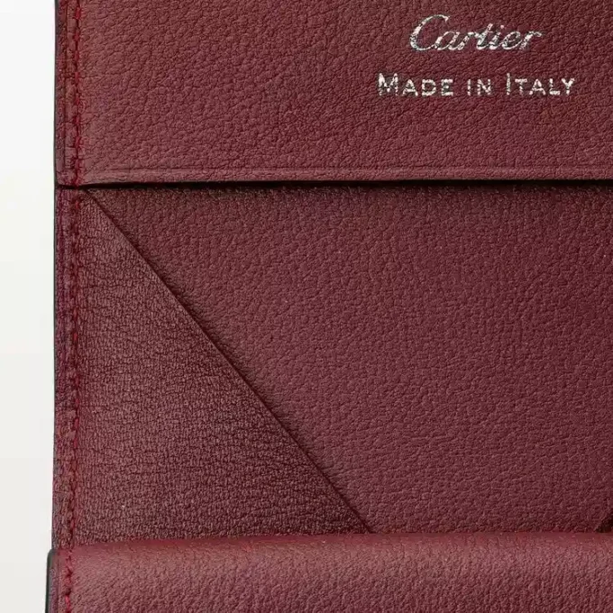 Quadratisches Portemonnaie, Must de Cartier – Schwarzes Kalbsleder, Edelstahl-Finish – Cartier
