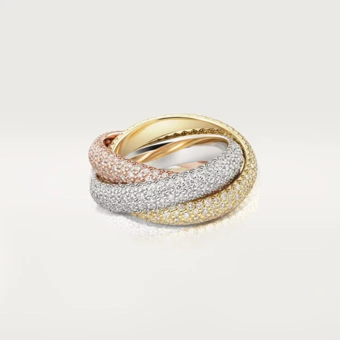 Trinity-Ring, großes Modell, mit Pavé-Fassung