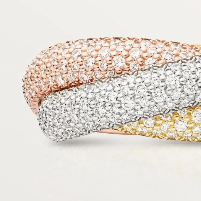 Trinity-Ring, großes Modell, mit Pavé-Fassung