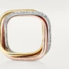 Trinity-Ring, kissenförmig, mittleres Modell, halb pavé-besetzt