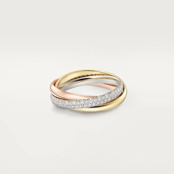 Trinity-Ring, kleines Modell, halb pavé-besetzt