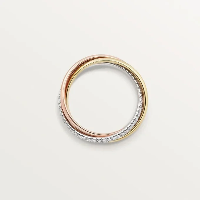 Trinity-Ring, kleines Modell, halb pavé-besetzt