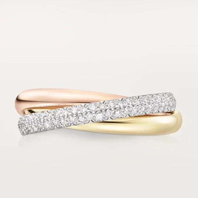 Trinity-Ring, kleines Modell, halb pavé-besetzt