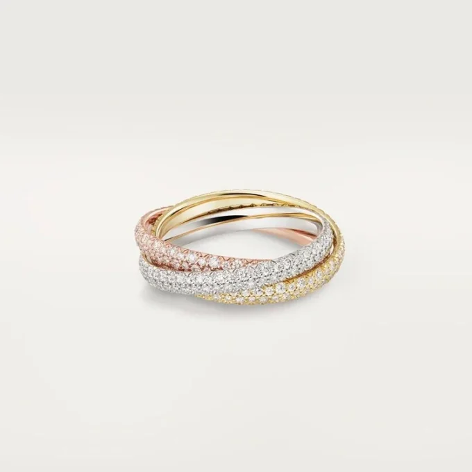 Trinity-Ring, kleines Modell, mit Pavé-Besatz