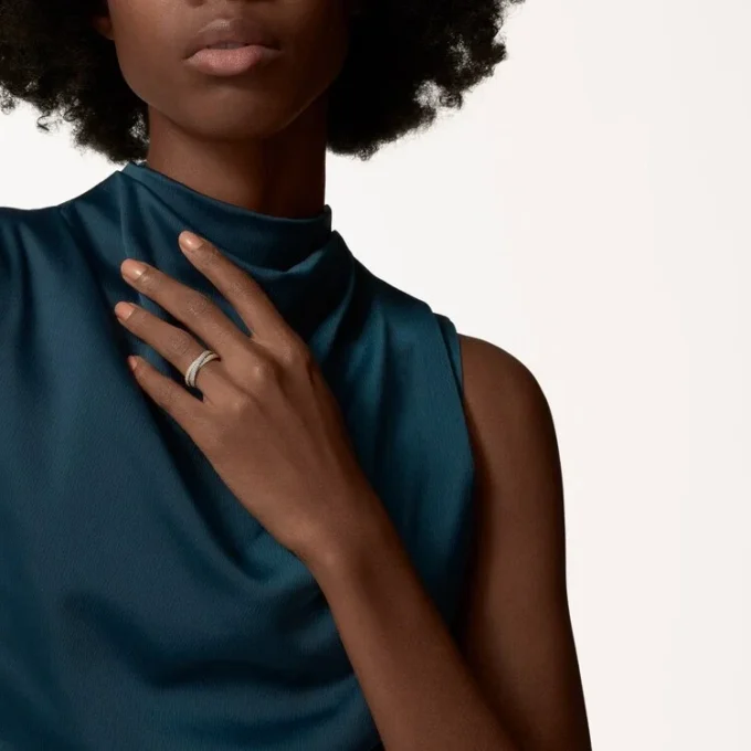 Trinity-Ring, kleines Modell, mit Pavé-Besatz
