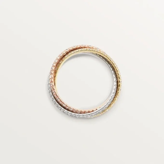Trinity-Ring, kleines Modell, mit Pavé-Besatz
