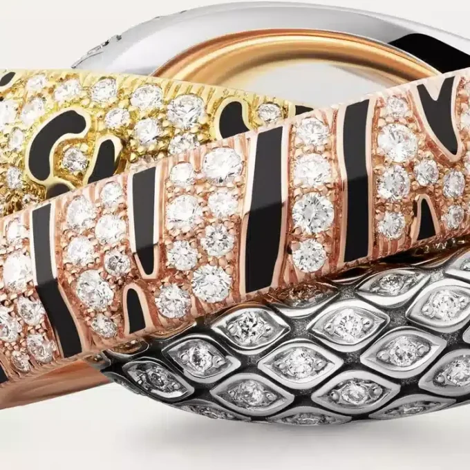Trinity-Zweifingerring, Lack, Pavé