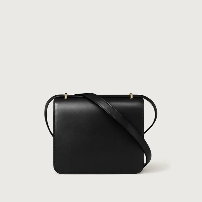 Umhängetasche, Mini, Double C de Cartier – Schwarzes Kalbsleder, Gold und schwarzes Emaille-Finish – Cartier