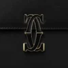Umhängetasche, Mini, Double C de Cartier – Schwarzes Kalbsleder, Gold und schwarzes Emaille-Finish – Cartier